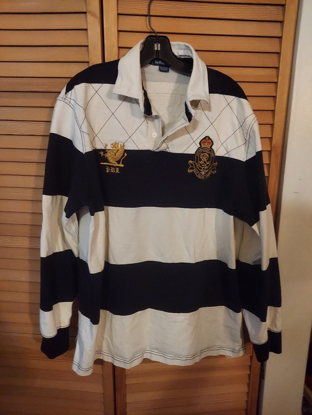 Vtg Polo By Ralph Lauren PRLC #5 Heavyweight Cotton Striped Rugby Shirt